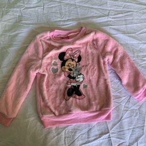 Pink Disney fluffy sweater Minnie Mouse printed.